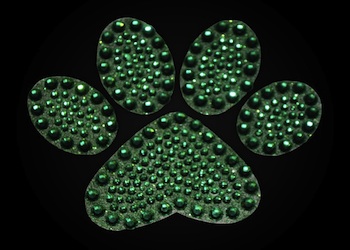 View Rhinestone Sticker Paw Green Image 1